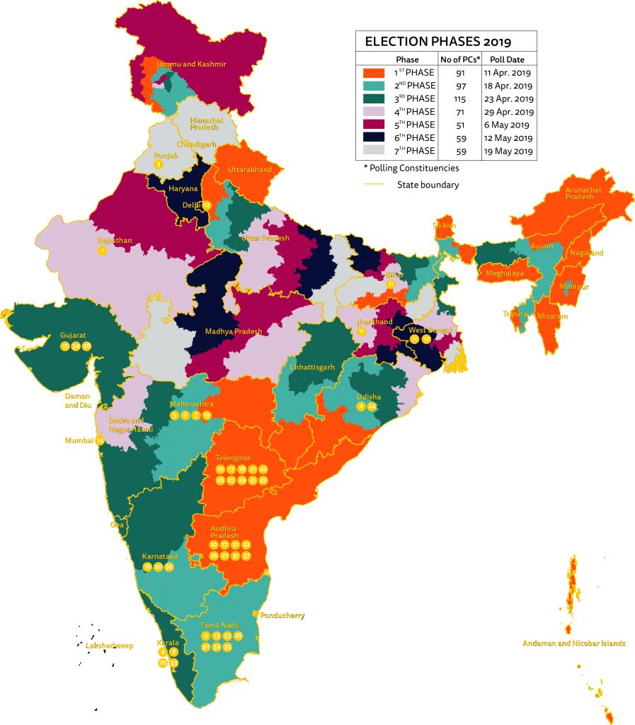 Figure A1. Map Of India Election Phases And Location Of Regional 